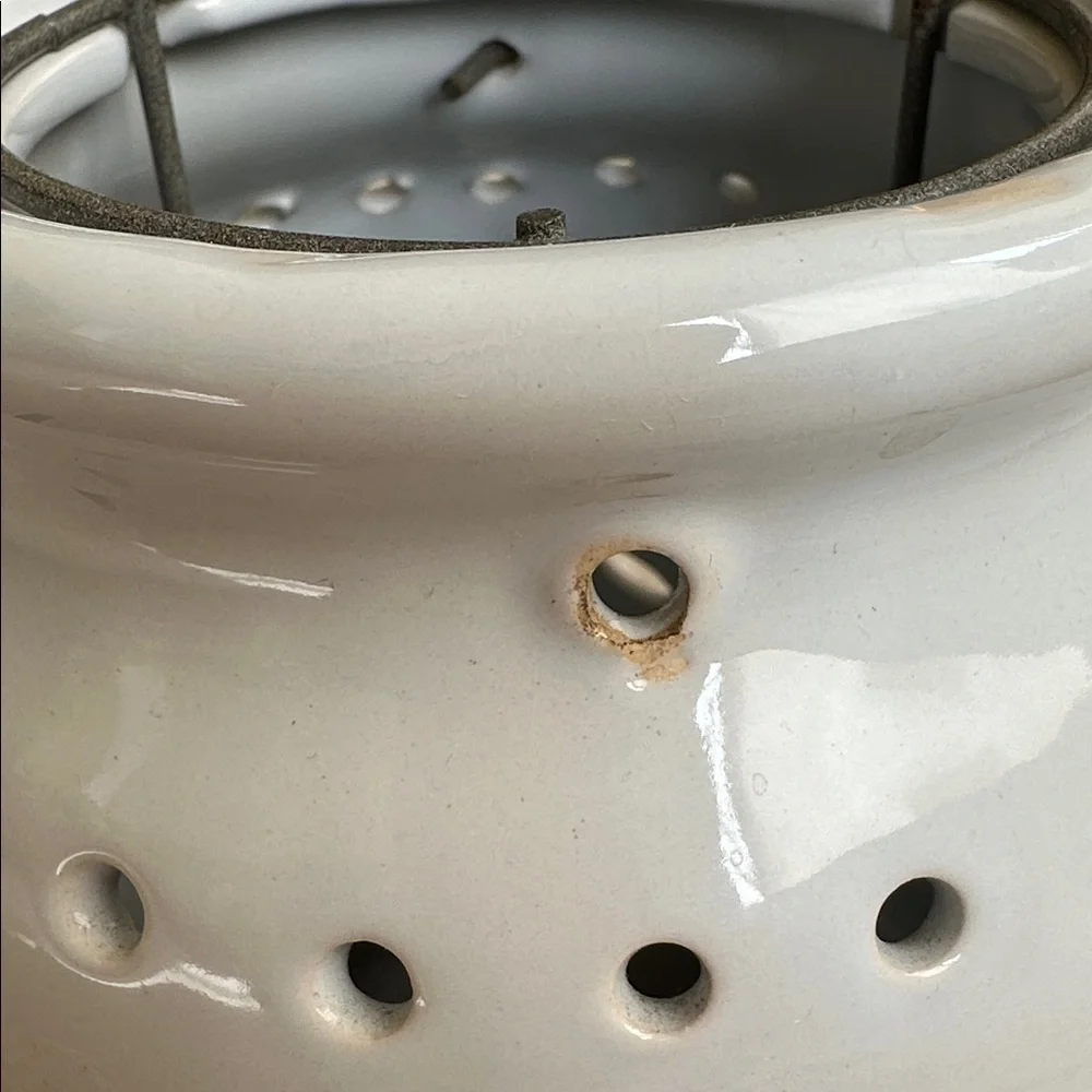 Ceramic White Lantern Flower Cutout Barrel Handle Candle Holder Insert